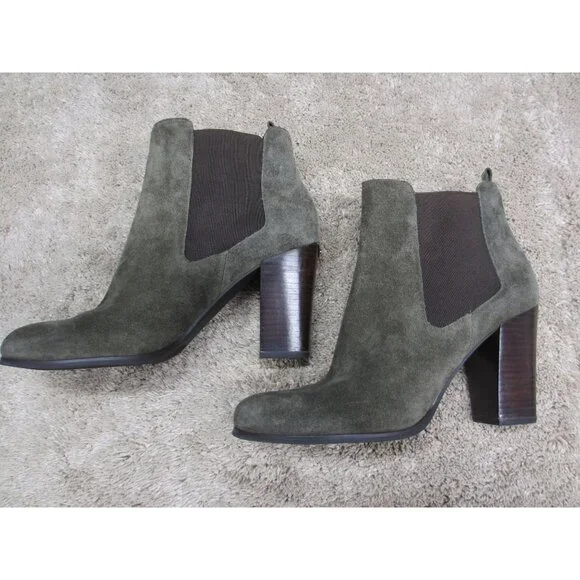 MICHAEL KORS GREEN SUEDE ANKLE BOOTS 10 MEDIUM - Picture 1 of 8